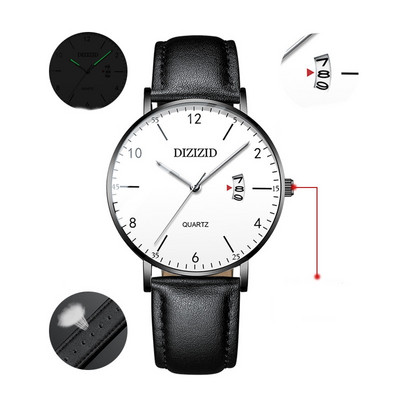 Водоустойчив мъжки ръчен часовник - кръгла форма 