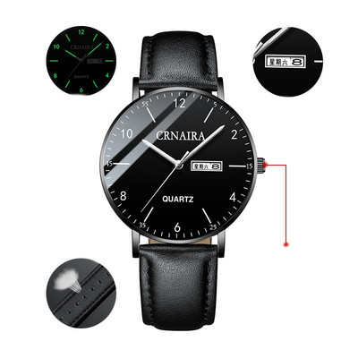 Водоустойчив мъжки ръчен часовник - кръгла форма 