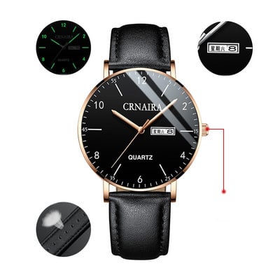 Водоустойчив мъжки ръчен часовник - кръгла форма 