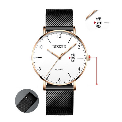 Водоустойчив мъжки ръчен часовник - кръгла форма 