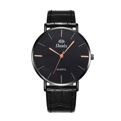 Ежедневен мъжки часовник с кожена каишка в кръгла форма