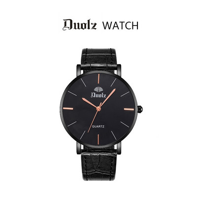 Ежедневен мъжки часовник с кожена каишка в кръгла форма