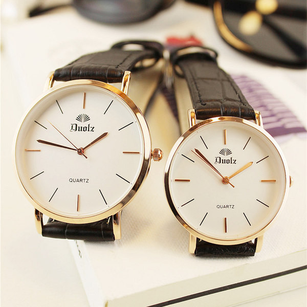 Ежедневен мъжки часовник с кожена каишка в кръгла форма 