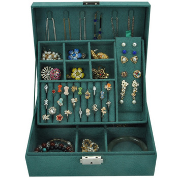 Ретро кутия за съхранение на бижута с ключ и място за гривни, пръстени, обеци, брошки 