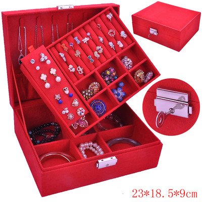 Retro papuošalų laikymo dėžutė su raktu ir vieta apyrankėms, žiedams, auskarams, sagėms