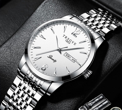 Vyriškas kasdienis vandeniui atsparus laikrodis – apvalios formos