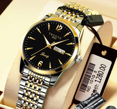 Vyriškas kasdienis vandeniui atsparus laikrodis – apvalios formos