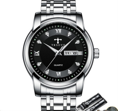 Vyriškas kasdienis vandeniui atsparus laikrodis – apvalios formos