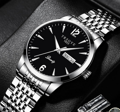 Мъжки ежедневен водоустойчив часовник - кръгла форма