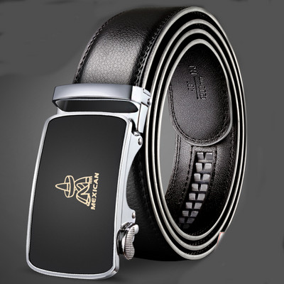 Актуален мъжки колан от еко кожа с метална катарама