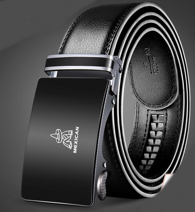 Актуален мъжки колан от еко кожа с метална катарама