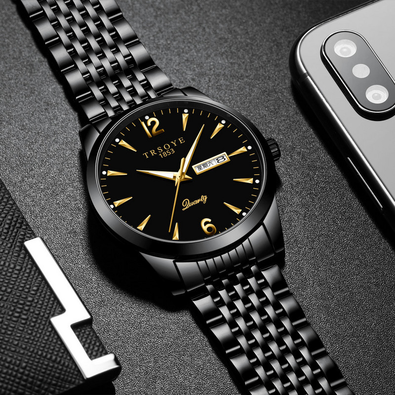 Ежедневен мъжки часовник от неръждаема стомана в няколко цвята 