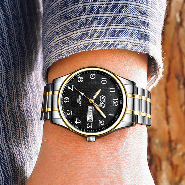 Модерен мъжки електронен часовник - кръгла форма 