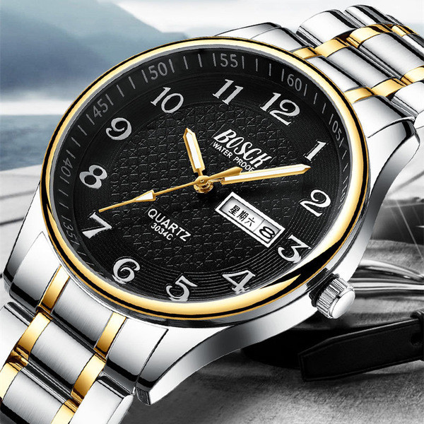 Модерен мъжки електронен часовник - кръгла форма 