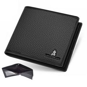 Мъжки модерен портфейл в черен цвят от еко кожа