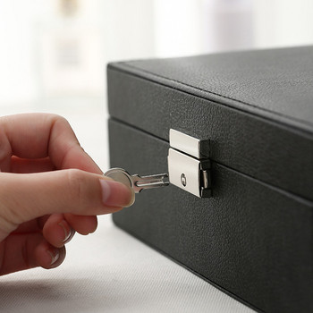 Кутия за съхранение на бижута с ключ и много разделения за обеци, пръстени, гривни