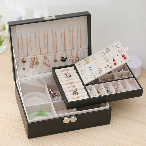 Κουτί αποθήκευσης κοσμημάτων με κλειδί και πολλά διαμερίσματα για σκουλαρίκια, δαχτυλίδια, βραχιόλια