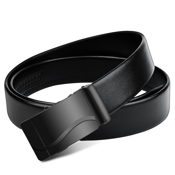 Кожен мъжки колан в черен цвят с метална катарама