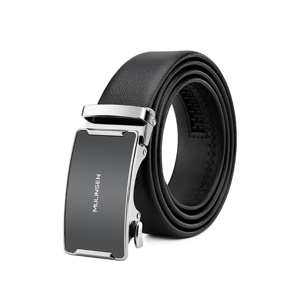 Стилен мъжки колан от еко кожа с метална катарама и надпис