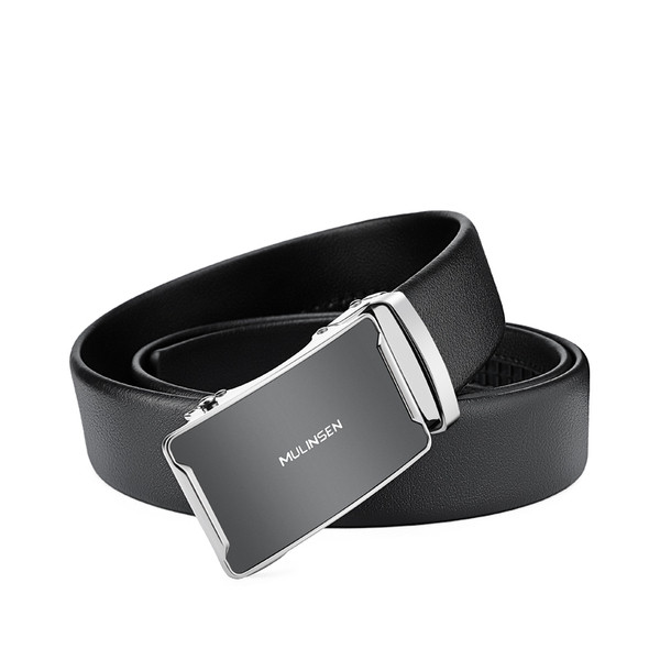 Стилен мъжки колан от еко кожа с метална катарама и надпис