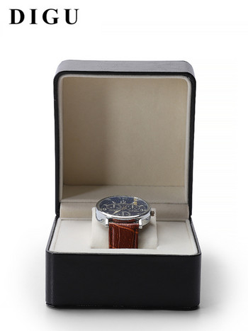 Квадратна кутия подходяща за съхранение на часовници в бял и черен цвят 