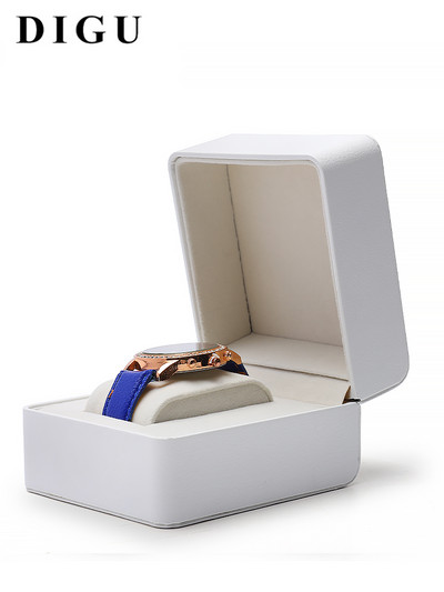 Квадратна кутия подходяща за съхранение на часовници в бял и черен цвят 