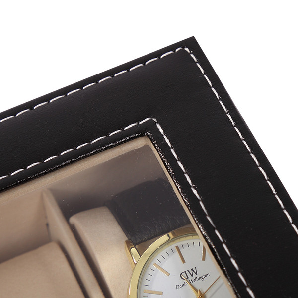 Odinė kvadratinė dėžutė iš eko odos, tinkanti laikrodžiams laikyti