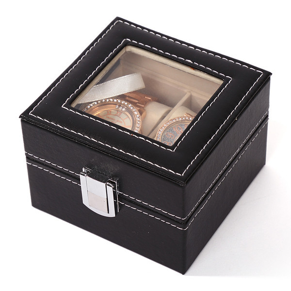 Кожена квадратна кутия от еко кожа подходяща за съхранение на часовници