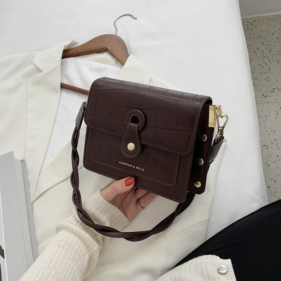 Ежедневна дамска кожена чанта с дълга дръжка в четири цвята