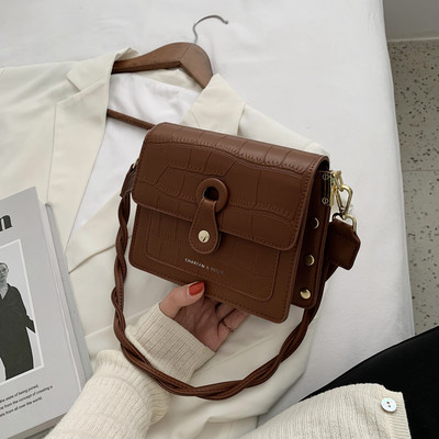 Ежедневна дамска кожена чанта с дълга дръжка в четири цвята