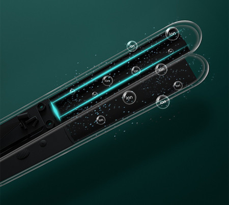 Paspauskite garbanotiems arba tiesiems plaukams formuoti su reguliuojama temperatūra