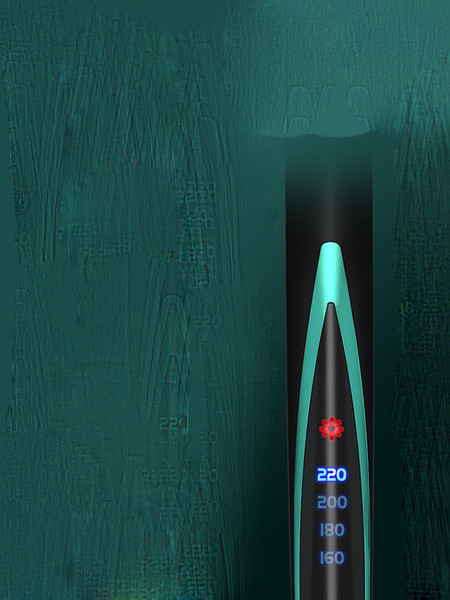 Paspauskite garbanotiems arba tiesiems plaukams formuoti su reguliuojama temperatūra