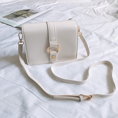 Ежедневна дамска кожена чанта с дълга дръжка и метална декорация