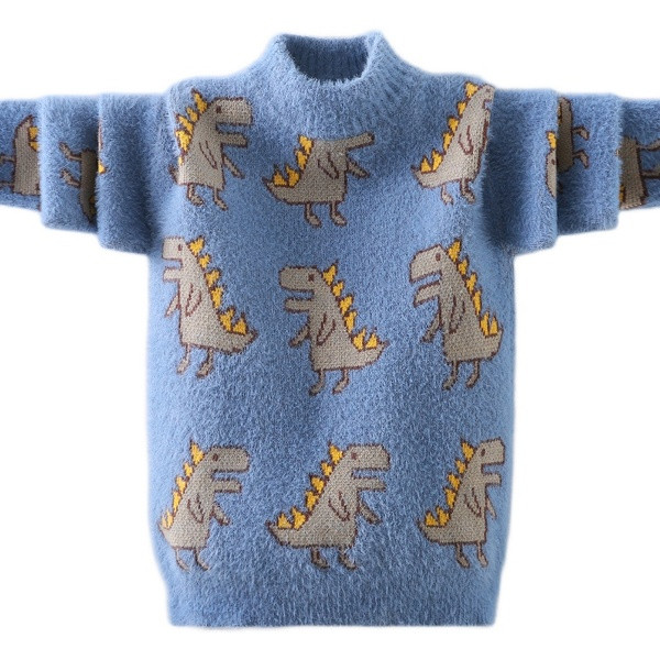 Ежедневен детски пуловер с овално деколте в три цвята подходящ за момичета и момчета