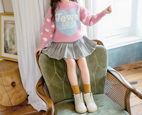 Актуален детски пуловер за момичета с овална яка в два модела