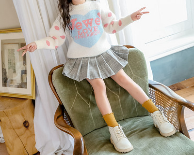 Актуален детски пуловер за момичета с овална яка в два модела