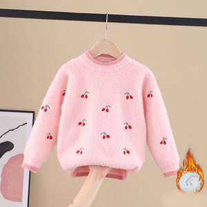 Актуален детски пуловер за момичета с овално деколте в няколко модела