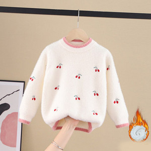 Актуален детски пуловер за момичета с овално деколте в няколко модела