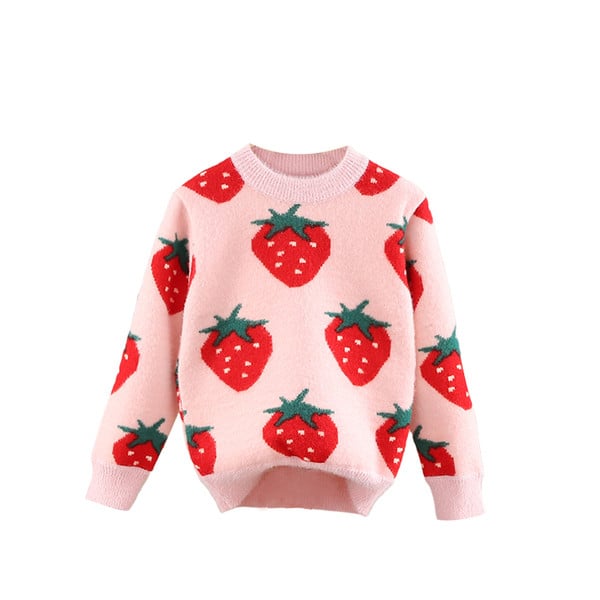 Актуален детски пуловер за момичета с овално деколте в няколко модела