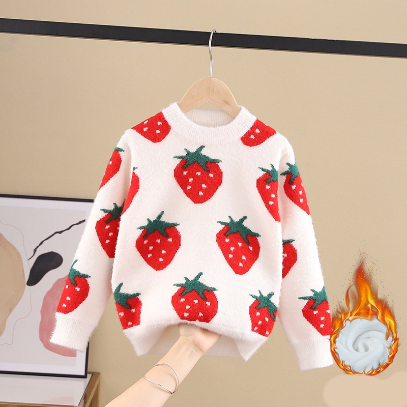 Детски пухен пуловер с обло деколте подходящ за момичета и момчета 