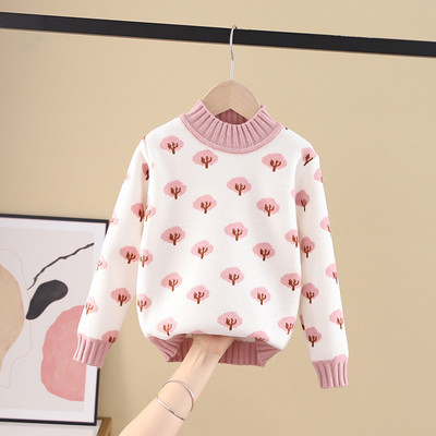 Ежедневен детски пуловер за момичета с овално деколте в няколко модела