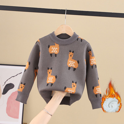 Зимен детски пуловер за момичета с овално деколте