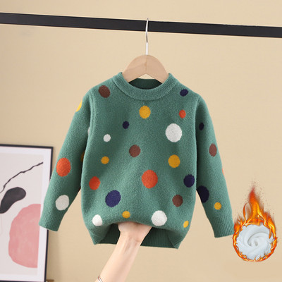 Зимен детски пуловер за момичета с овално деколте
