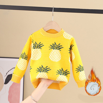 Зимен детски пуловер за момичета с овално деколте