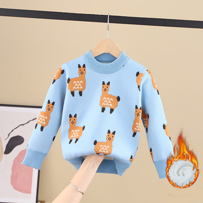 Зимен детски пуловер за момичета с овално деколте