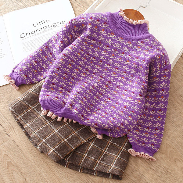 Детски зимен пуловер, подходящ за момичета в различни модели и цветове