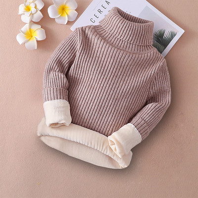 Ежедневен детски пуловер с висока поло яка и мека подплата