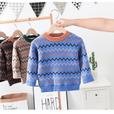 Детски зимен пуловер с овално деколте подходящ за момичета и момчета