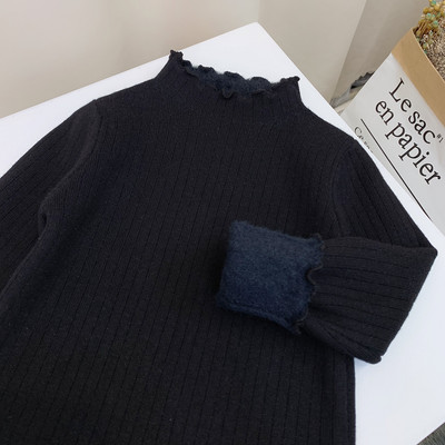 Ежедневен детски пуловер с топла подплата и висока яка