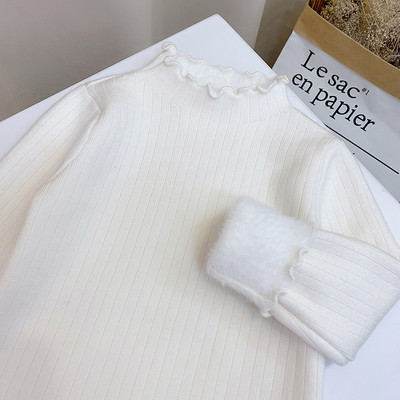 Ежедневен детски пуловер с топла подплата и висока яка